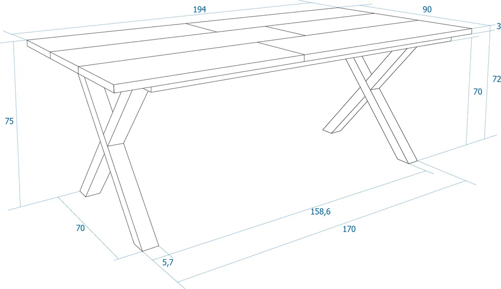 Grande table de salle à manger 10 couverts noire industrielle