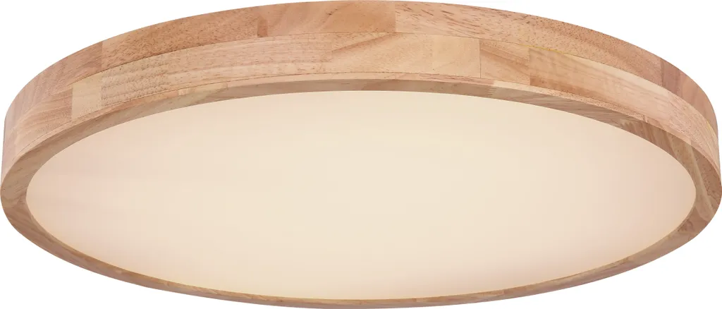 Plafonnier LED Globo Rainer aspect bois télécommandé de 60 cm Ø