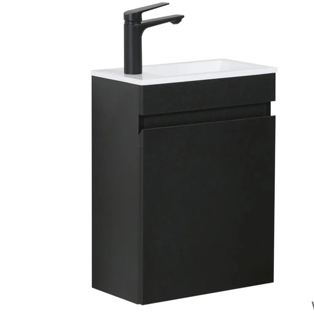 Petit Meuble WC avec Vasque et Robinet Noir Mat 40x22 cm WEBO Reno Kit