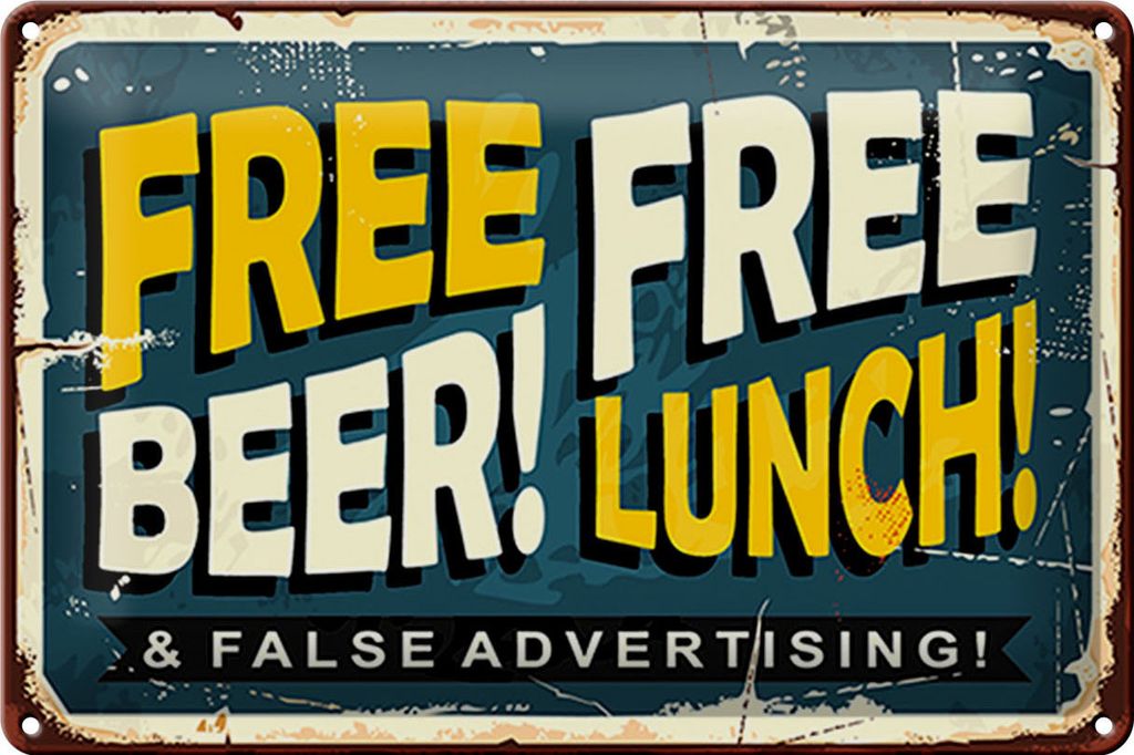 Blechschild Bier 30x20cm Free beer lunch