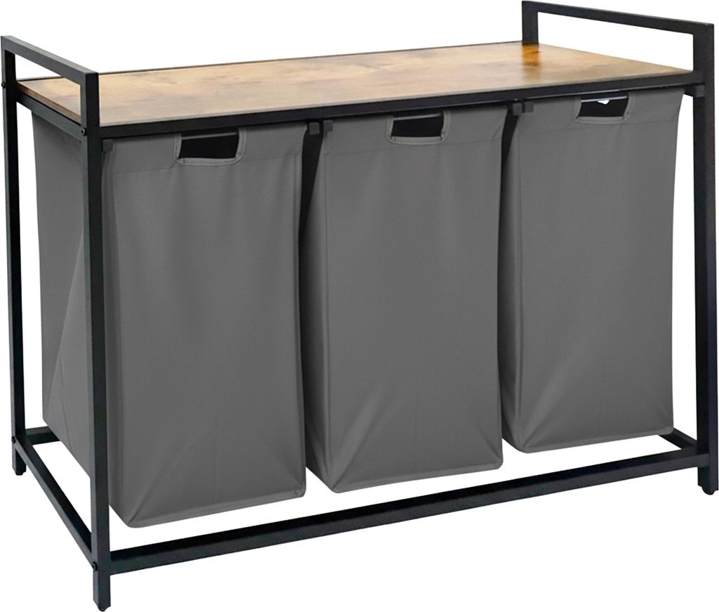 Relaxdays Wäschesammler mit 3 Wäschesäcke, 150 L, Holzoptik Produktbild 