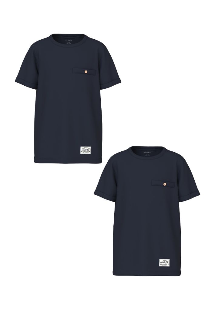 NAME IT T-Shirt 2er-Set Kurzarm Rundhals Knopf-Detail Produktbild 