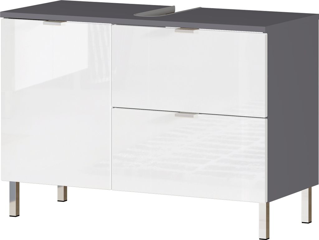 Waschbeckenunterschrank "415" in anthrazit | weiss mit einer Schublade und einer Tür. Abmessungen (BxHxT) 80x56x34 cm