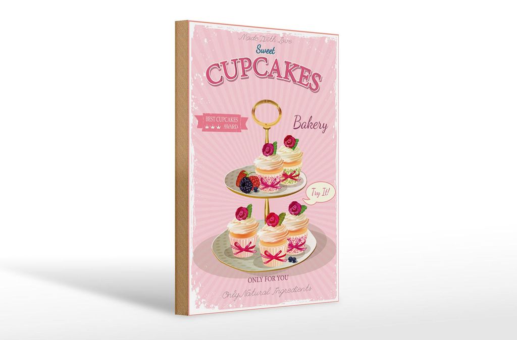 Holzschild Essen 20x30cm sweet Cupcakes best award