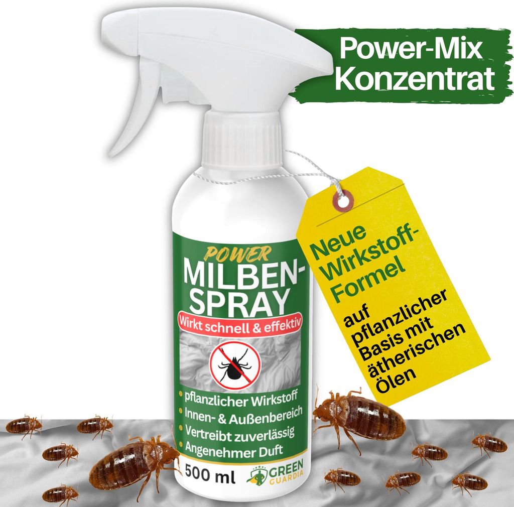 Milben Abwehrspray Power-Konzentrat 500 ml – Milben Spray für Matratzen und Polster – Matratzen Milbenspray gegen Hausstaubmilben, Anti Milben...