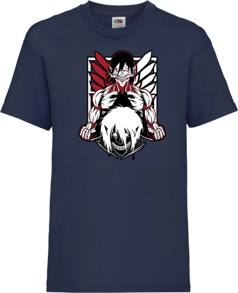 Kinder T-Shirt Attack Anime On Titan 05 Puppet Titan, 3-4 Jahr - 104 / Dunkelblau