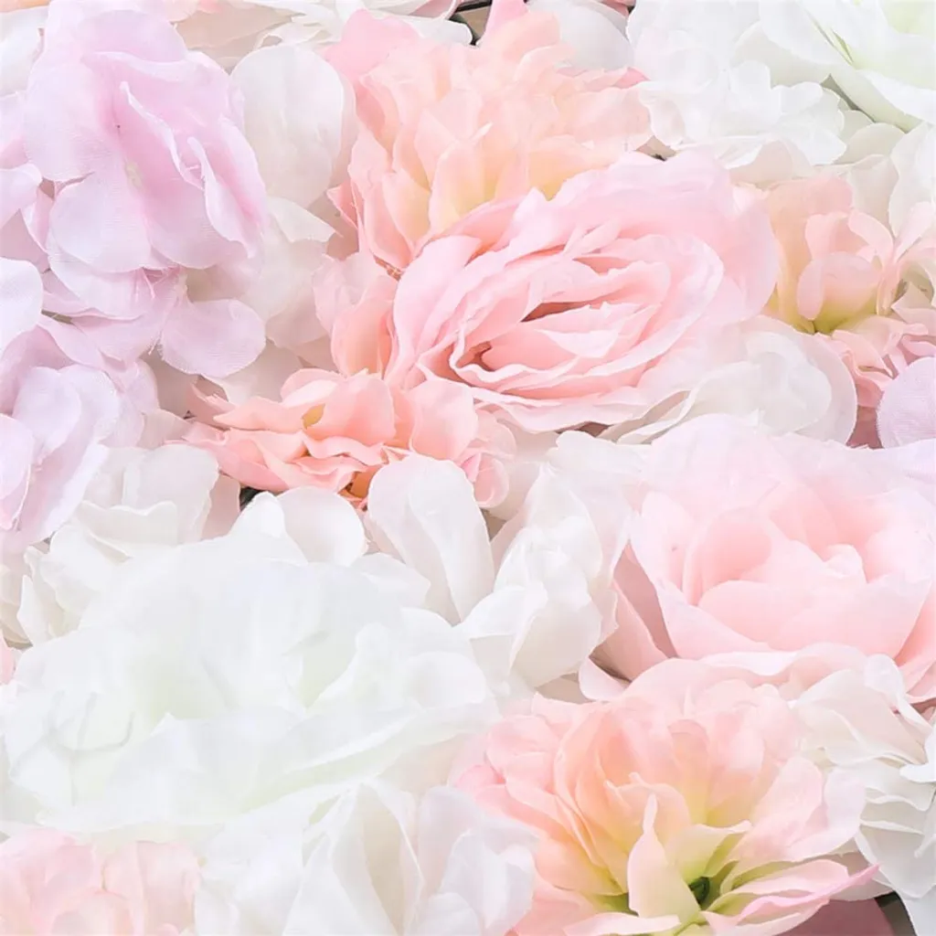 Lot de 12 Panneaux de Mur de Fleurs Artificielles Roses pour Mariage