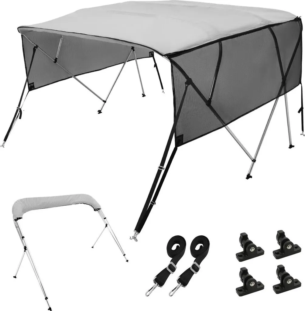 Housse de bateau bimini 4 arceaux gris clair 8x54x91-96 pouces en 600D
