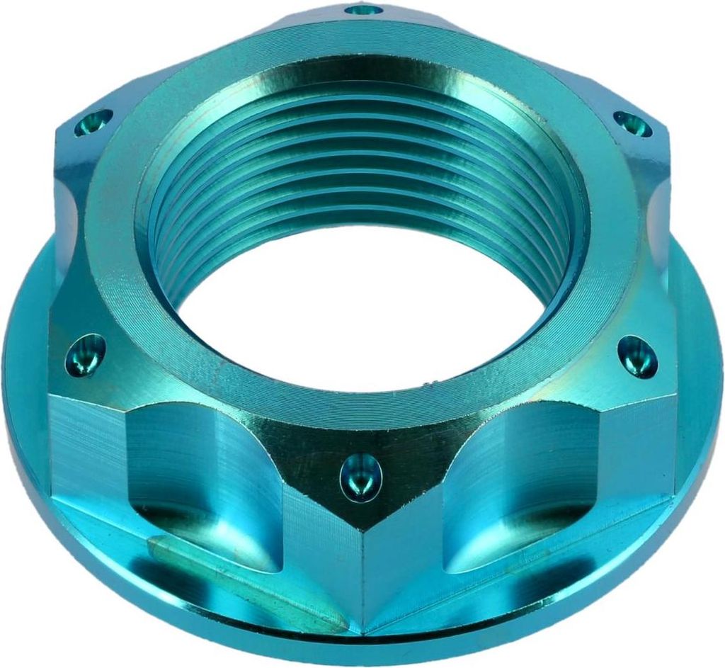Titan Mutter für Steuerrohr / Gabelführung M24x1.5 , Türkis