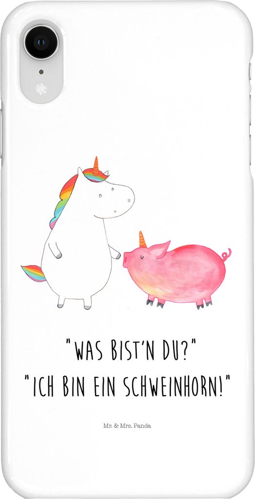 Mr. & Mrs. Panda Iphone XR Handyhülle Einhorn Schwein - Weiß - Geschenk, Premium Kunststoff, Freundin, Unicorn, Handy Case, Einhörner, Schweinchen