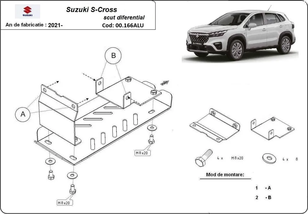 Protection différentiel Suzuki SX4 S-Cross en aluminium ultra léger