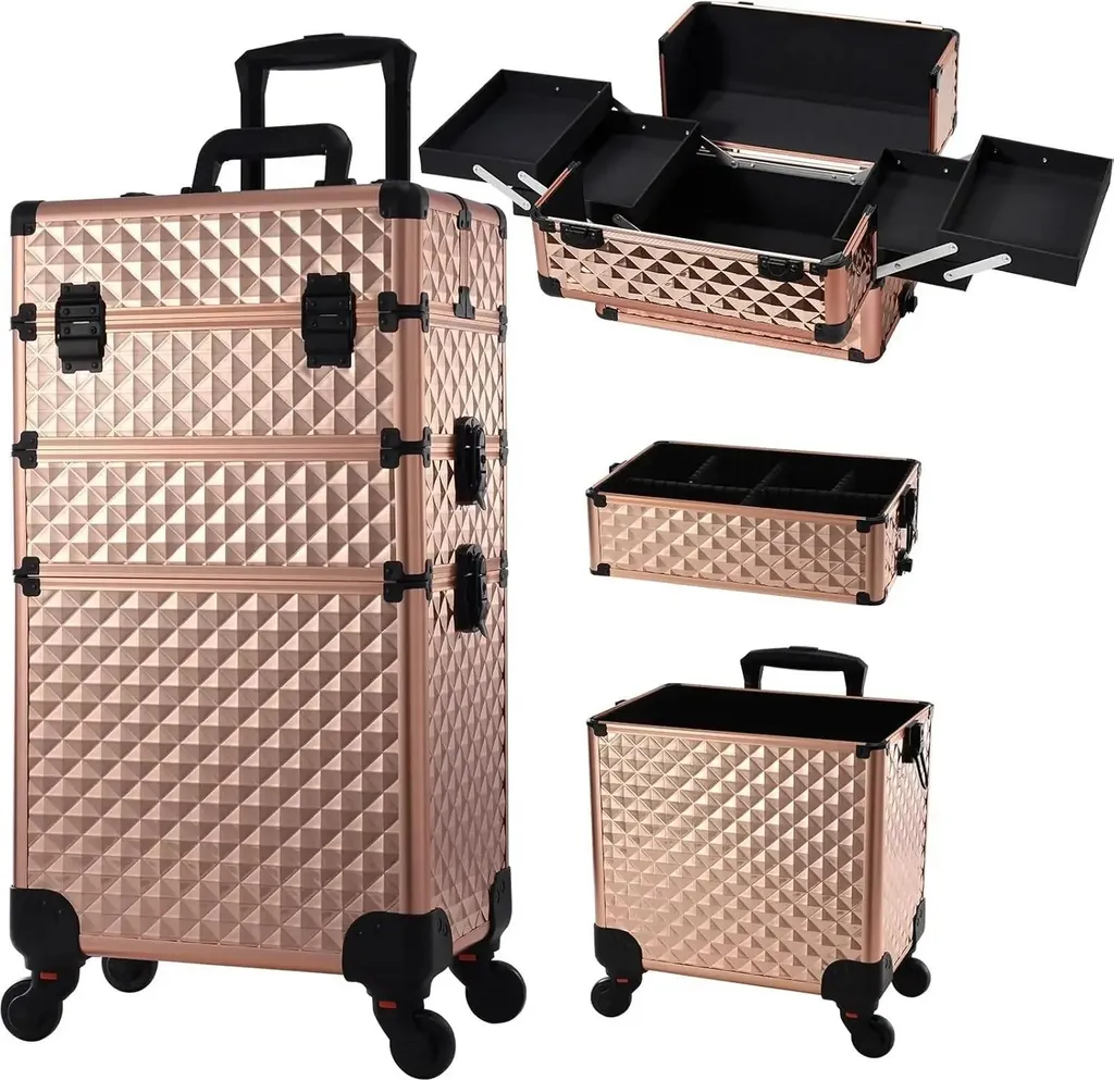Rangement maquillage mobile or rose : finissez-en avec le désordre