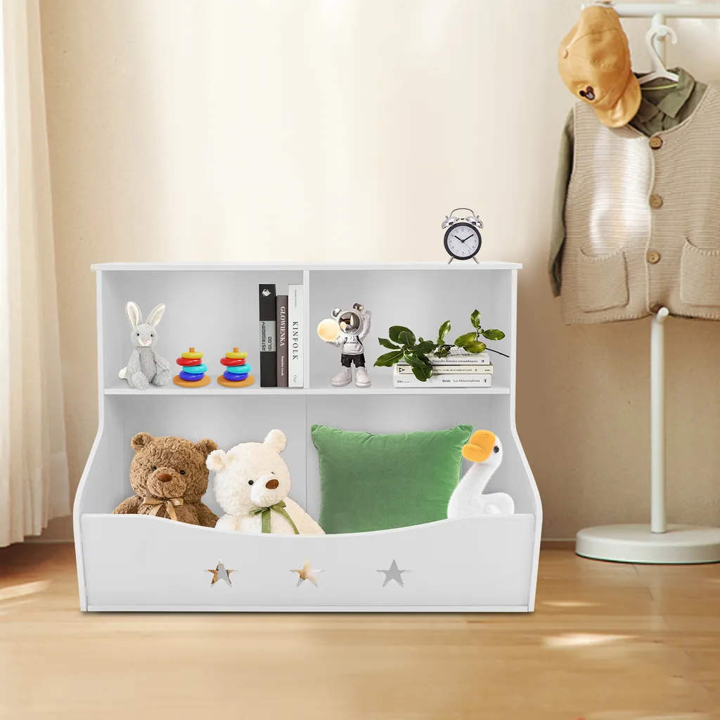 Bibliothèque enfant blanche et porte-journaux - Meuble de rangement bas