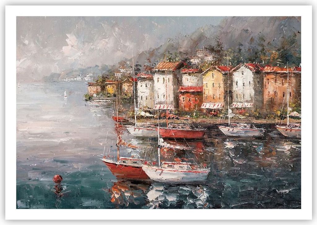 Poster - Poster ohne Rahmen - Meer Hafen Segel - 100x70 cm - Wand Bild - Wanddeko - Wandbilder - Kunstposter - Wandposter - Bilder - Kunstdruck - W...