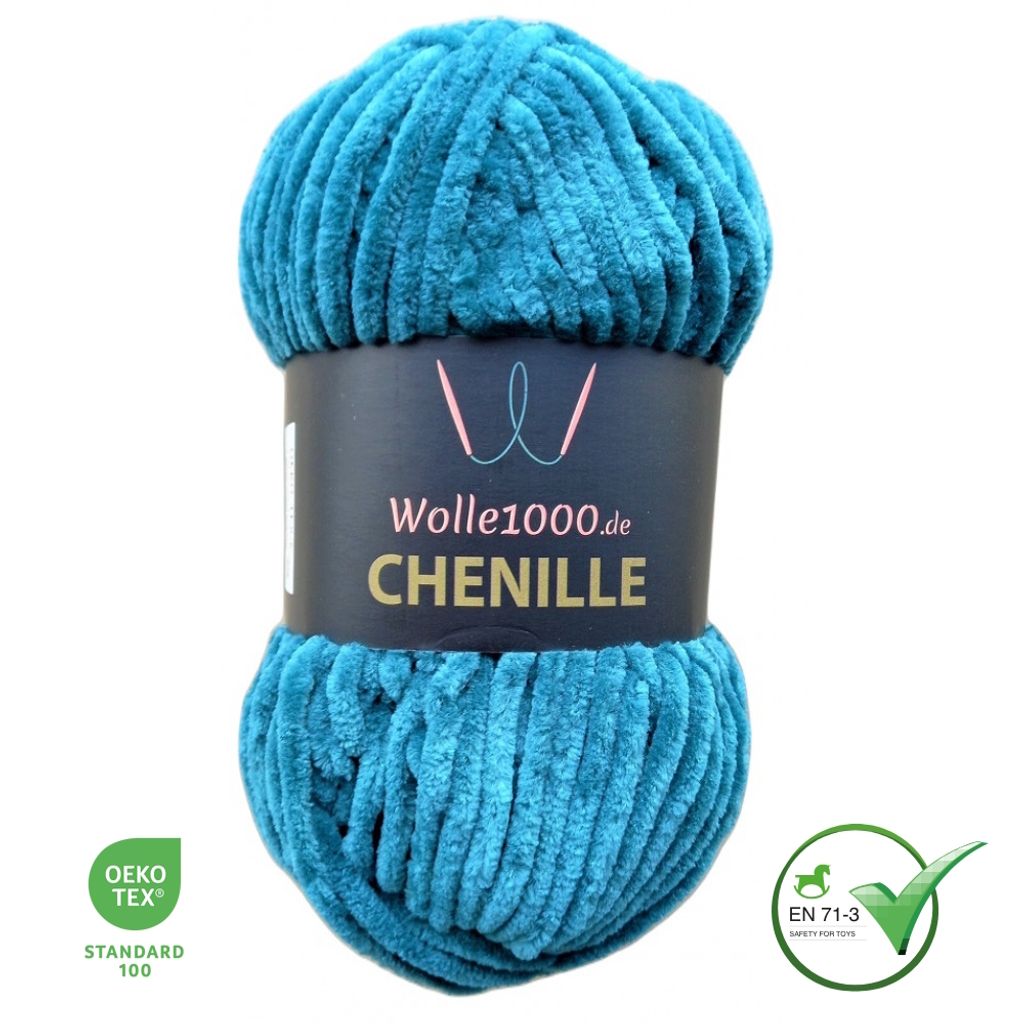 Wolle1000 Chenille - 63 PETROL - 100g - weiches Chenille Produktbild 