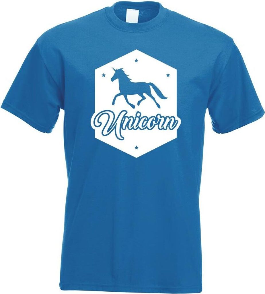Kiwistar - T-Shirt - royal - Unicorn Einhorn Regenbogen Motiv Bedruckt Funshirt Design Print - mit Motiv Bedruckt - Funshirt Design - Sport - Freiz...