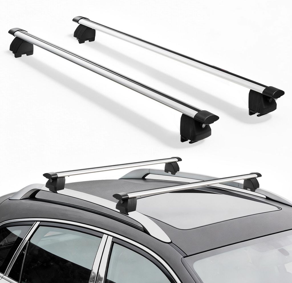 VEVOR Dachgepäckträger Querträger 75 kg Tragkraft, Passform für Erhöhte & Bündige Dachrelings, 180,34-1035 mm Relingabstand Abschließbarer A...