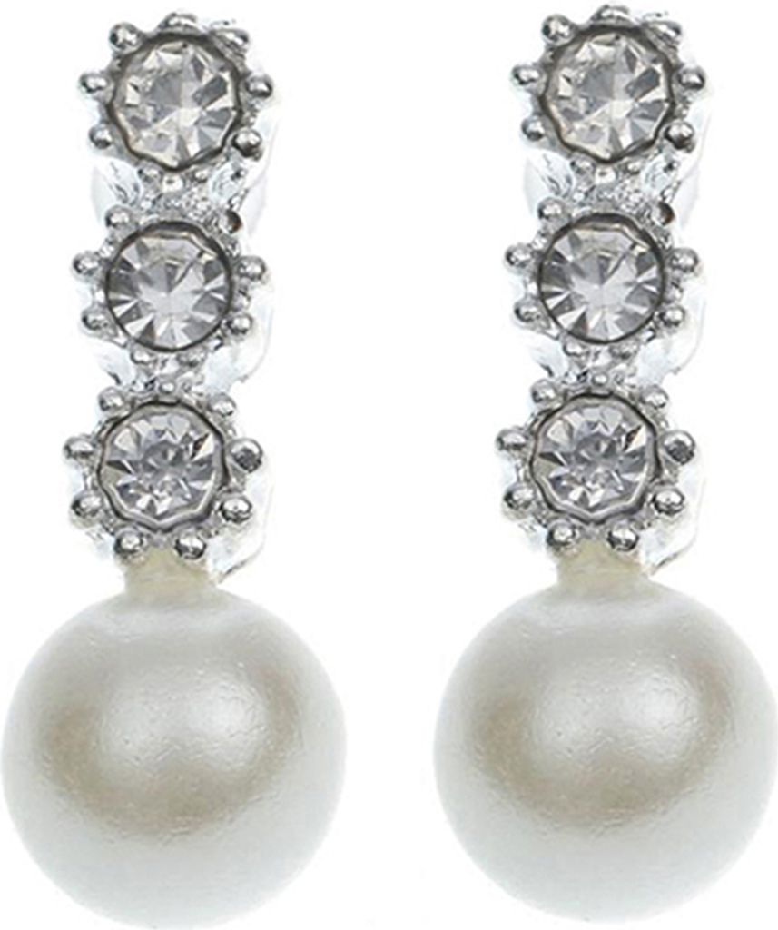 Weiße Kunstperlen-Ohrringe für Damen, Strass-Ohrstecker, Brautschmuck