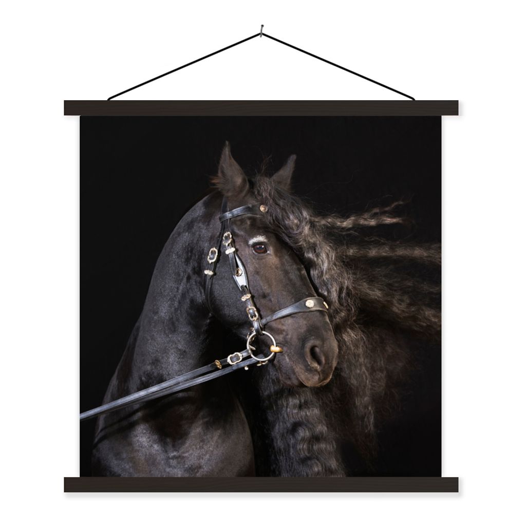 MuchoWow Textilposter Pferd - Halfter - Mähne 40x40 cm mit schwarzem Rahmen - Fotos