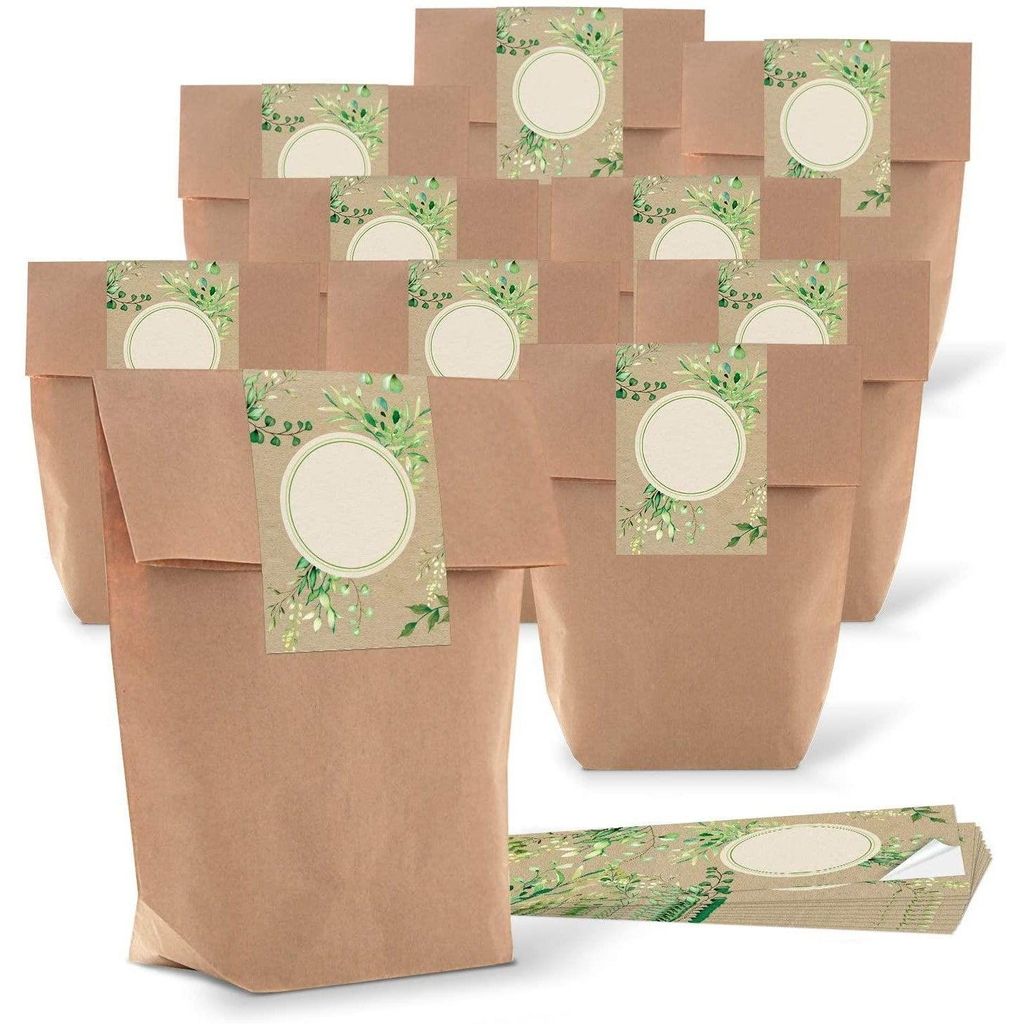 Logbuch-Verlag 5 x kleine Gastgeschenk Verpackung Geschenktüte Papiertüte SCHÖN DASS DU DA BIST Aufkleber schwarz weiß braun Give-Away Partytü...