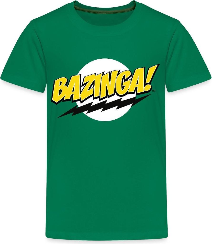 Spreadshirt The Big Bang Theory Bazinga Teenager Premium T-Shirt, 158/164 (12 Jahre), Kelly Green