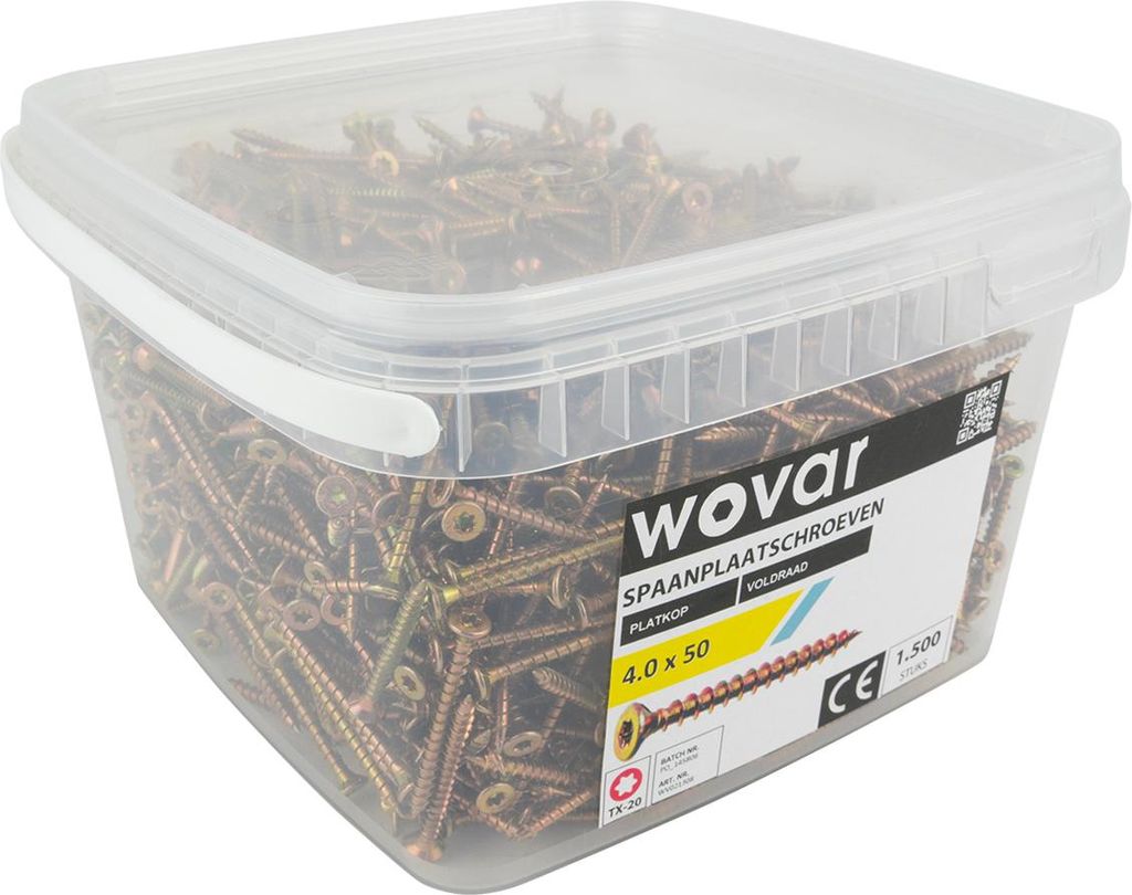 Vorteilseimer Spanplattenschrauben Gelb Verzinkt 4,0 x 50 mm Torx 20 Vollgewinde - 1500 Stück