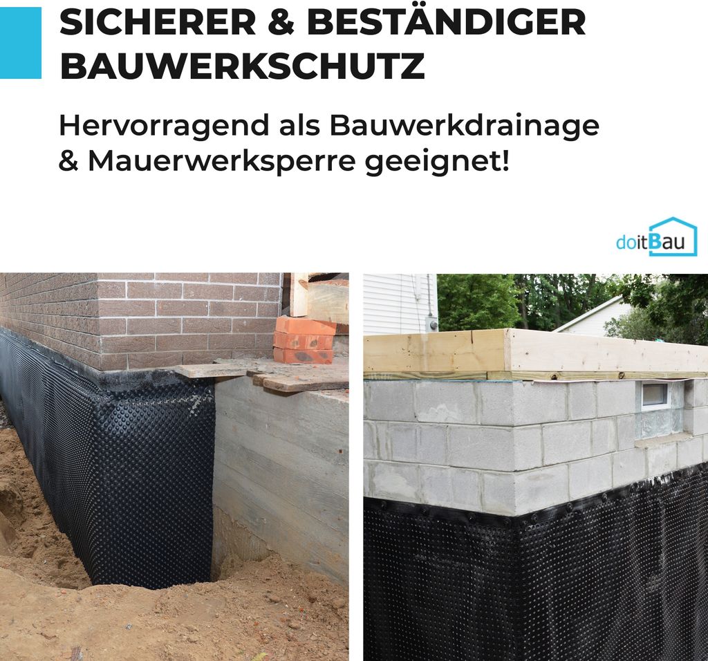 bellissa Noppenfolie 0,8x6,5 m Noppenbahn, Noppenmatte, Mauerschutz, Feuchteschu bellissa Noppenfolie 0,8x6,5 m Noppenbahn, Noppenmatte, Mauerschutz, Feuchteschu