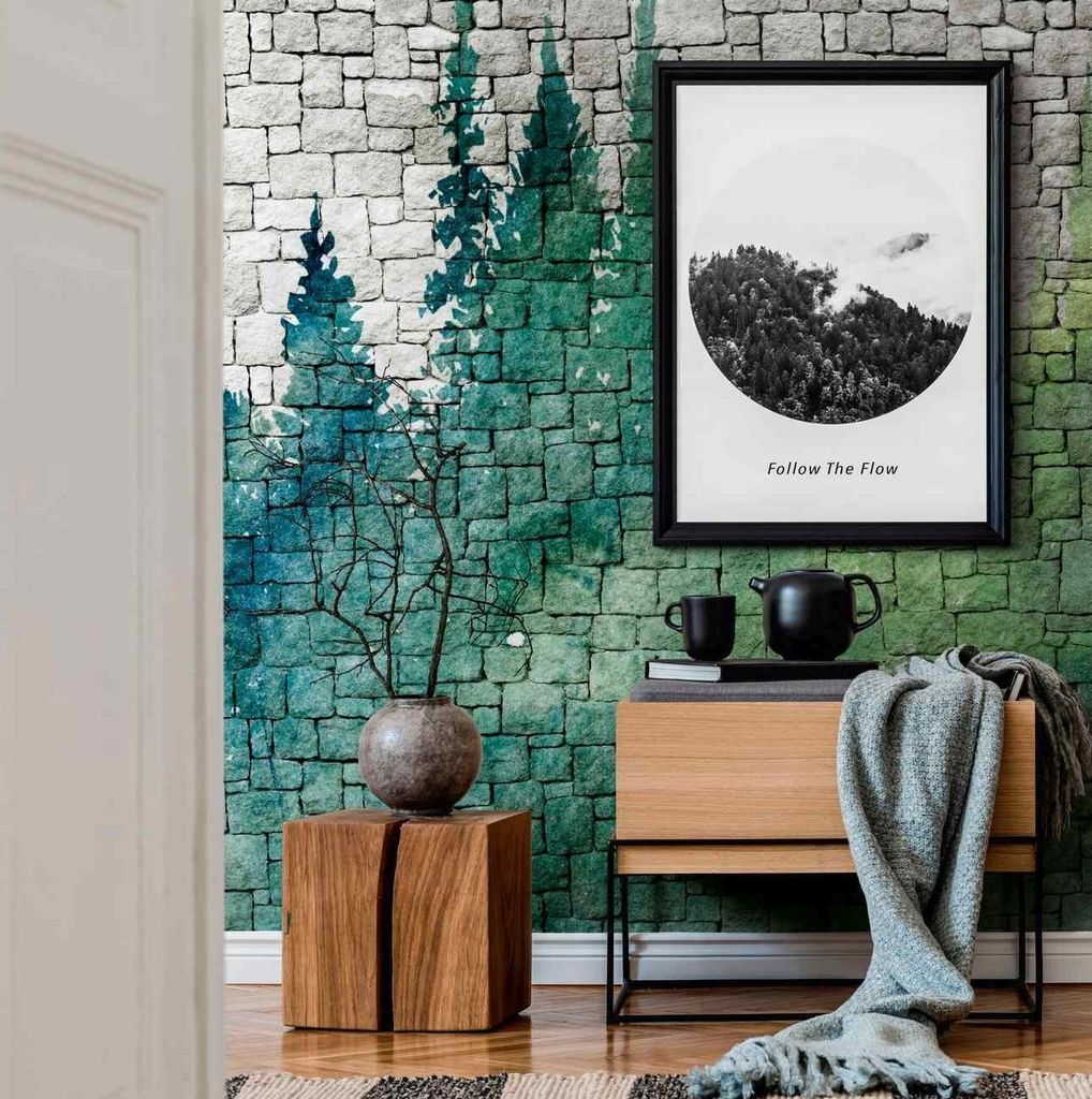 A.S. Creation Livingwalls Fototapete The Wall 382451 Eine Rolle Ein Motiv 3.71 x 2.80 m Modern Grün