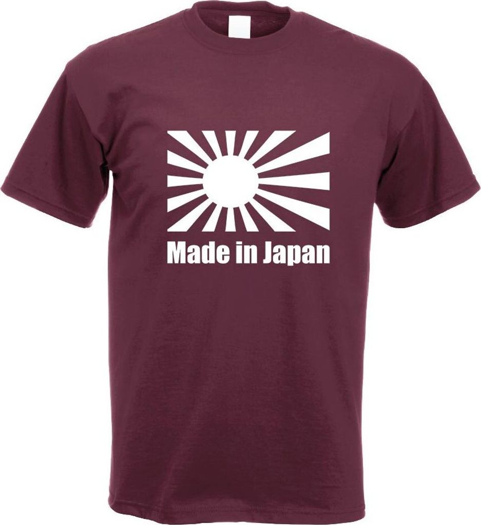 Kiwistar - T-Shirt - Burgund - Japan - Flagge Motiv Bedruckt Funshirt Design Print - mit Motiv Bedruckt - Funshirt Design - Sport - Freizeit - Her...