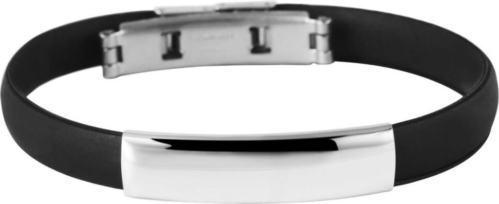 Akzent 5030268-002 Schmuckarmband aus Kautschuk und Edelstahl in schwarz-silber