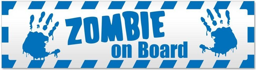 Kiwistar - Autoaufkleber - Blau - 45 x 12 cm - Zombie ob Board gestreift - Hinweis Aufkleber Sticker für Auto, Kfz, Fahrrad, PKW, LKW
