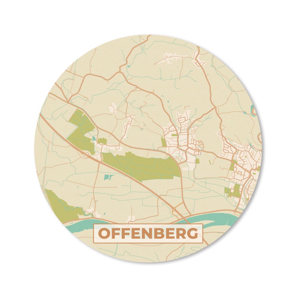 MuchoWow Mauspad Mousepad Offenberg - Stadtplan - Vintage - Karte 40x40 cm - Mousepads - Maus Mat - Pad - Mausunterlage - Schreibtisch Accessoires