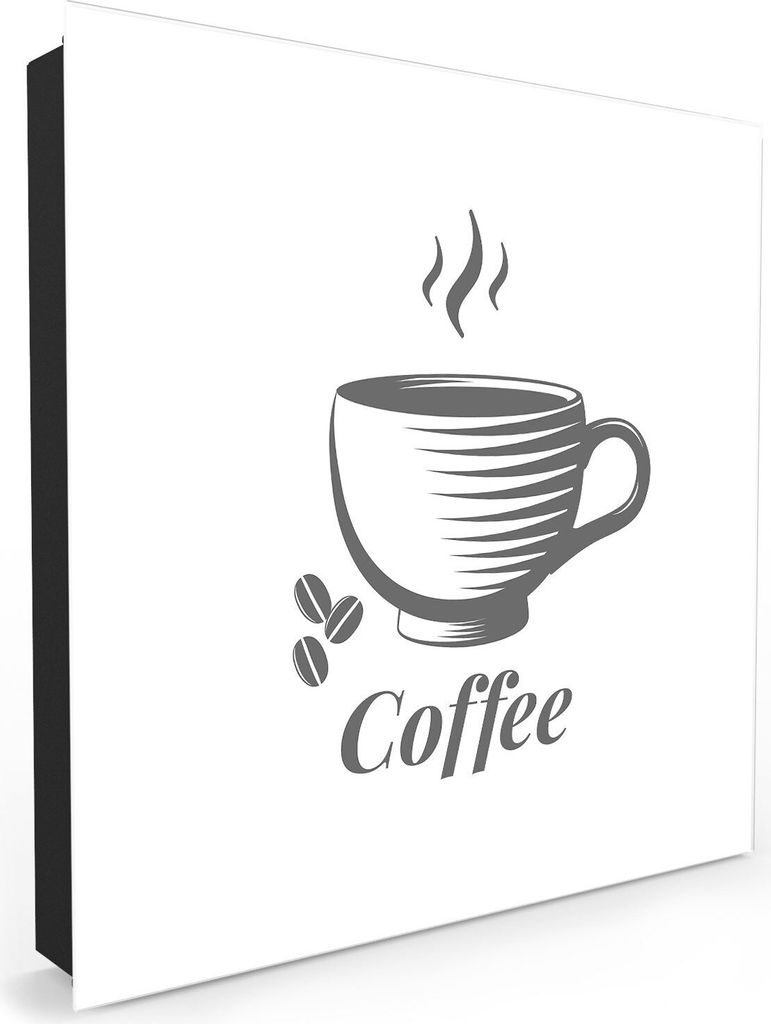 Nachbildung-Schlüsselkasten, Magnetpinnwand und Memoboard mit Glasfront Motiv Illustration heisse Tasse