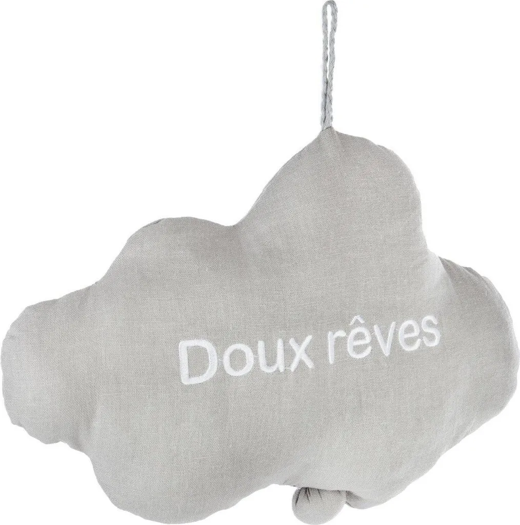 Jouet de lit musical CLOUD 30 cm gris pour calmer les pleurs de bébé