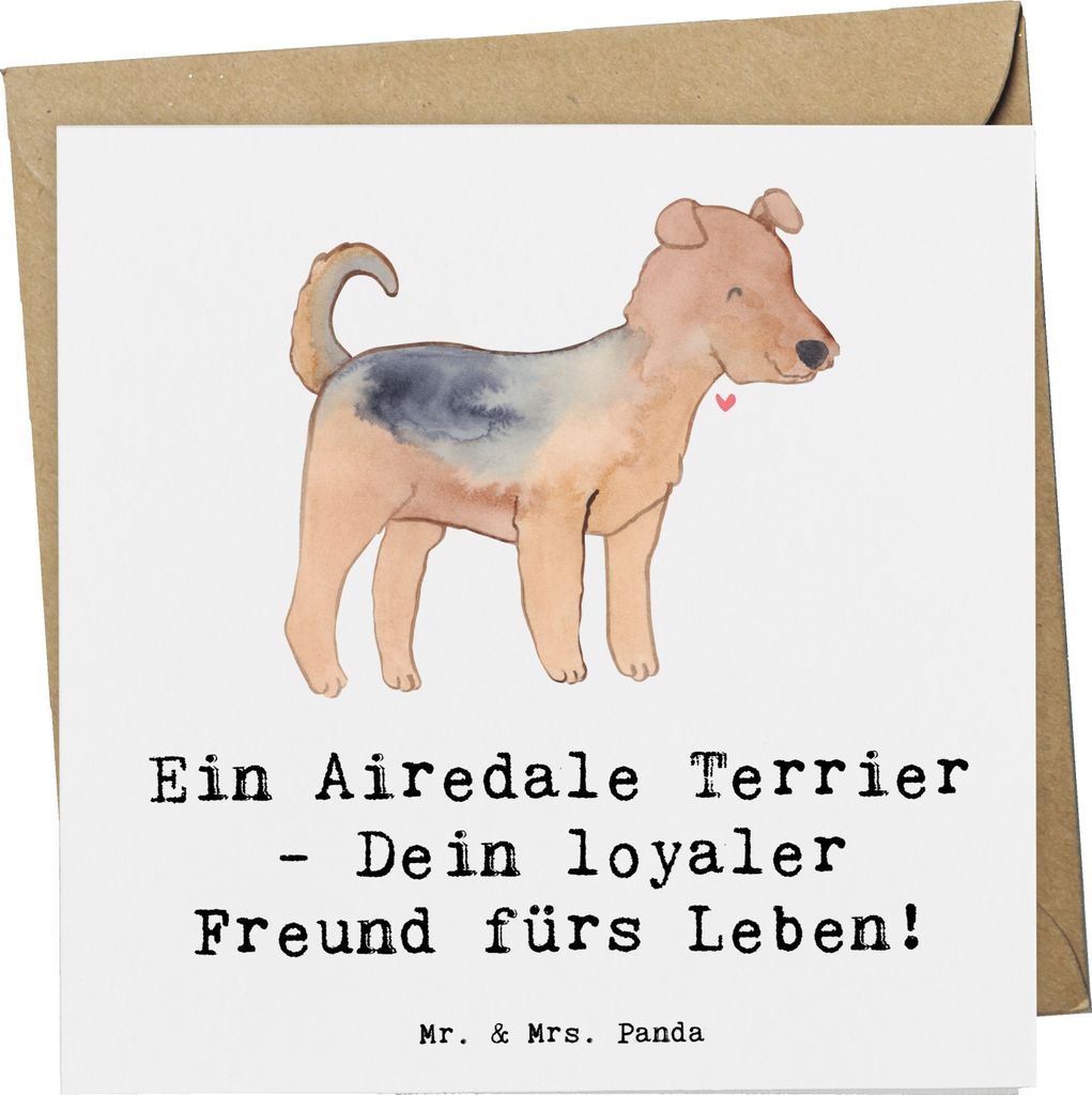 Mr. & Mrs. Panda Glückwunschkarte Airedale Terrier - Weiß - Produktbild 