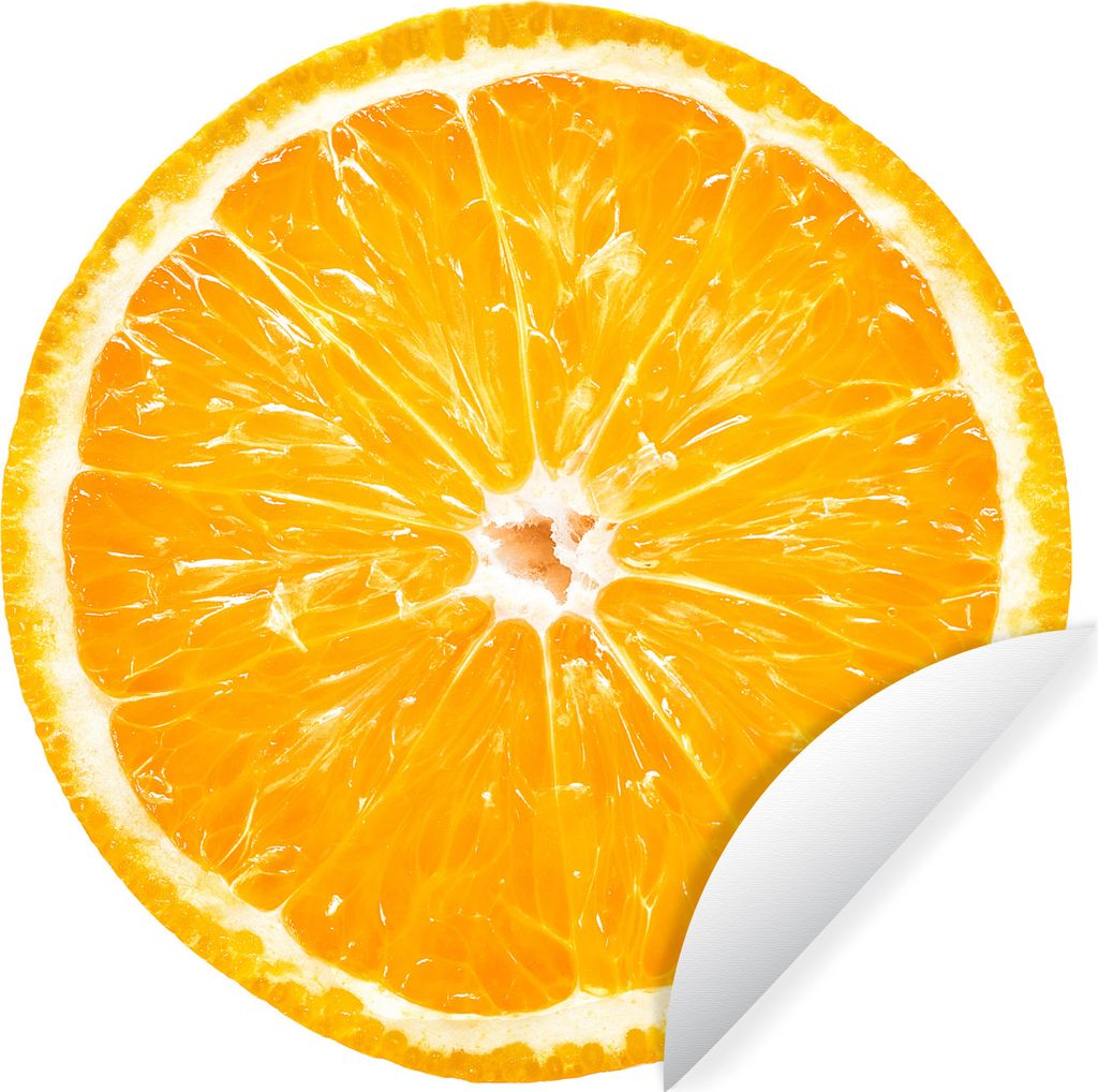 MuchoWow Runde Wandtattoo - Wandsticker Tapete Aufkleber Orange - Obst - Weiß Ø 30 cm Selbstklebend und Repositionierbar - Wandaufkleber - Krei...