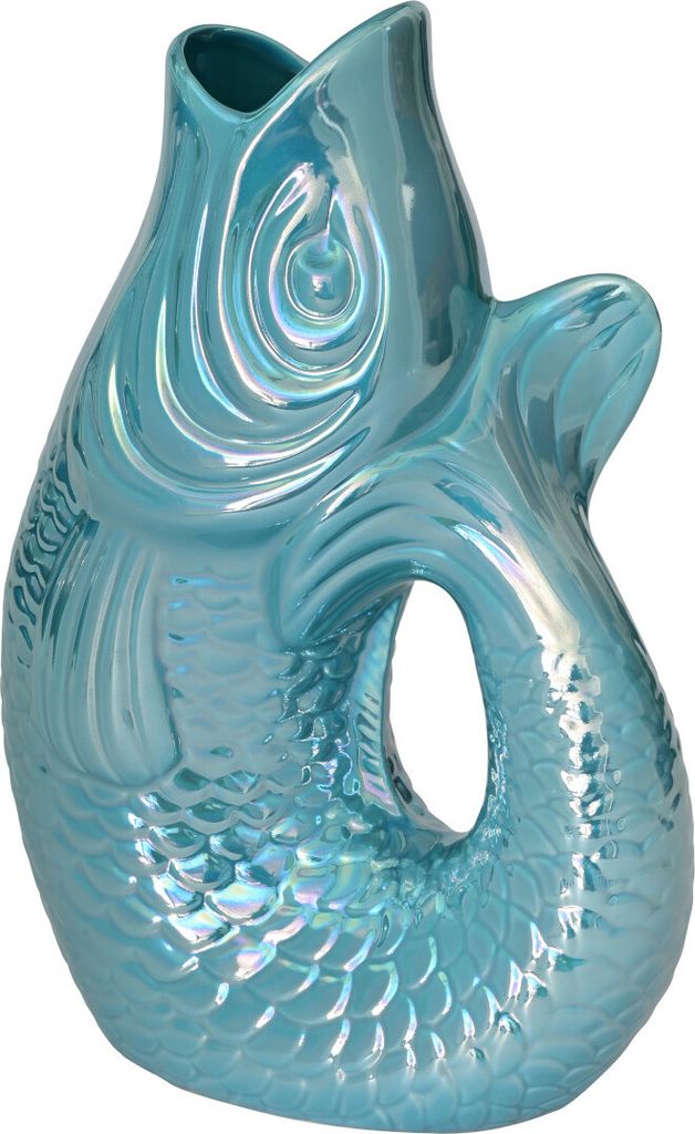 Gift Company Vase Monsieur Carafon L, Dekovase in Fisch-Form, Steingut, Rainbow Ocean, 31cm, 1087405093