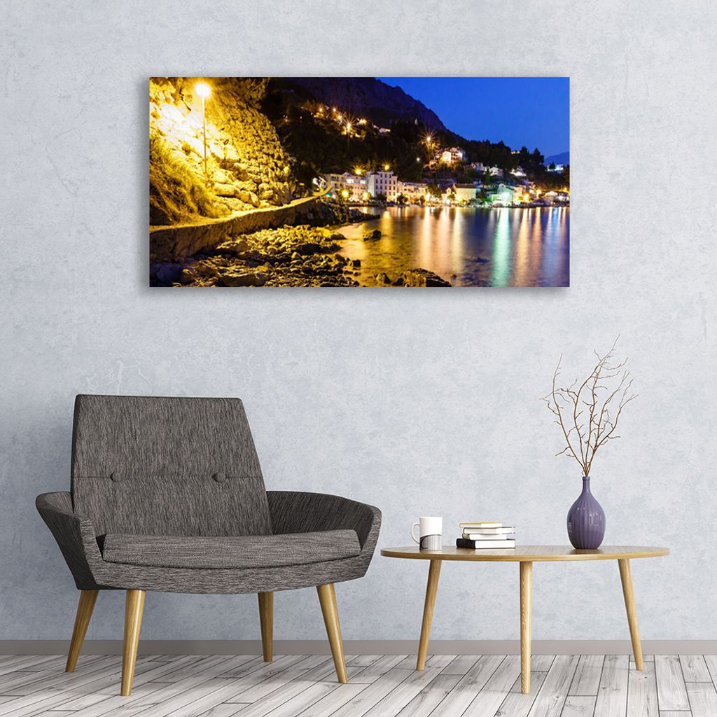 Glasbilder 120x60 Wandbild Druck auf Glas Gebirge Strand Landschaft