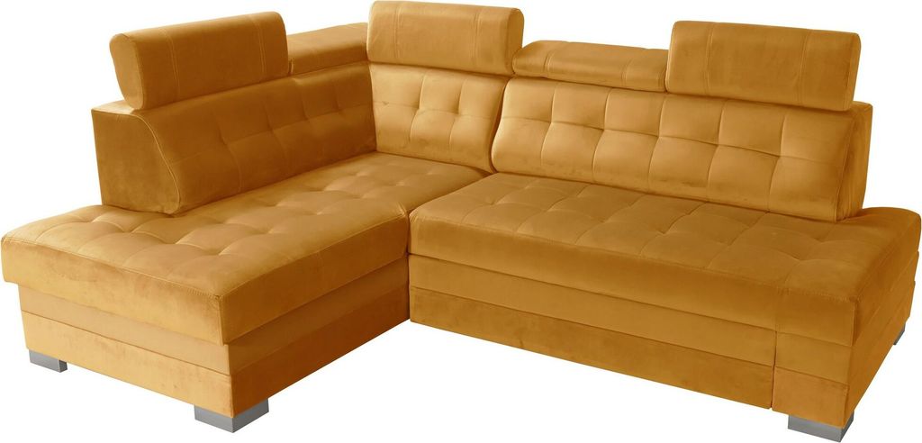 Robin Paris Ecksofa mit Schlaffunktion Bettkasten 5 Verstellbare Kopfstützen Sofa L-Form Schlafsofa Freistehende Eckcouch Schlafcouch Wohnzimmerm...