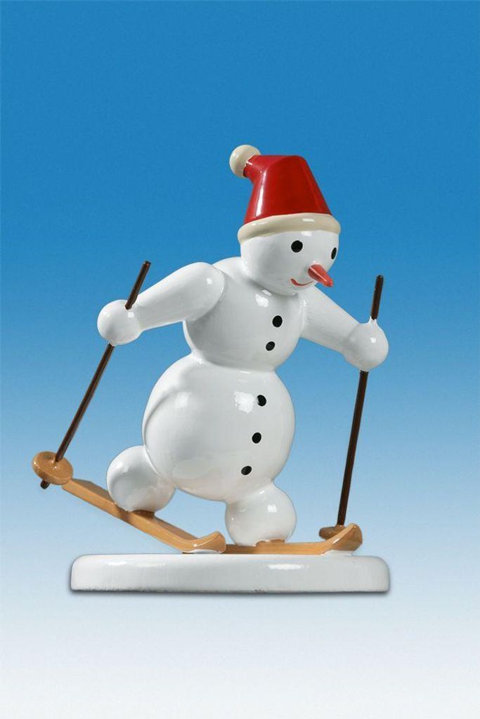 Holzfigur Schneemann Langläufer klassisch Höhe 6,5cm NEU Produktbild 