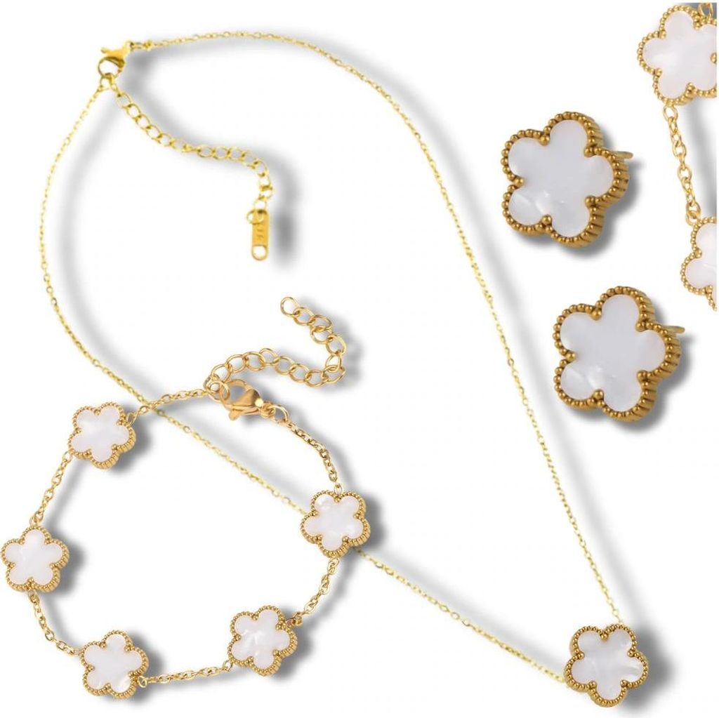 EDIBAZZAR | Schmuckset aus goldenem Chirurgenstahl: Halskette, Armband und Ohrringe