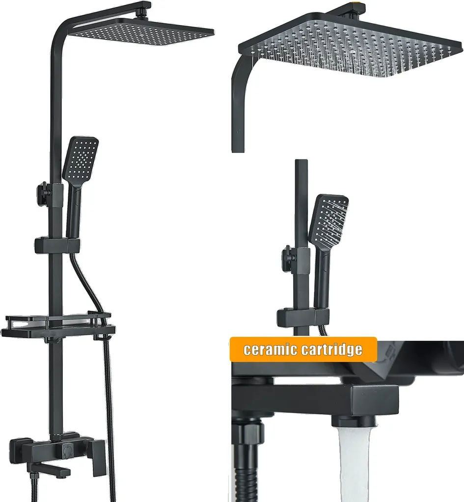 Sistema Doccia Nero 3 Vie: Design Contemporaneo e Comfort Assoluto