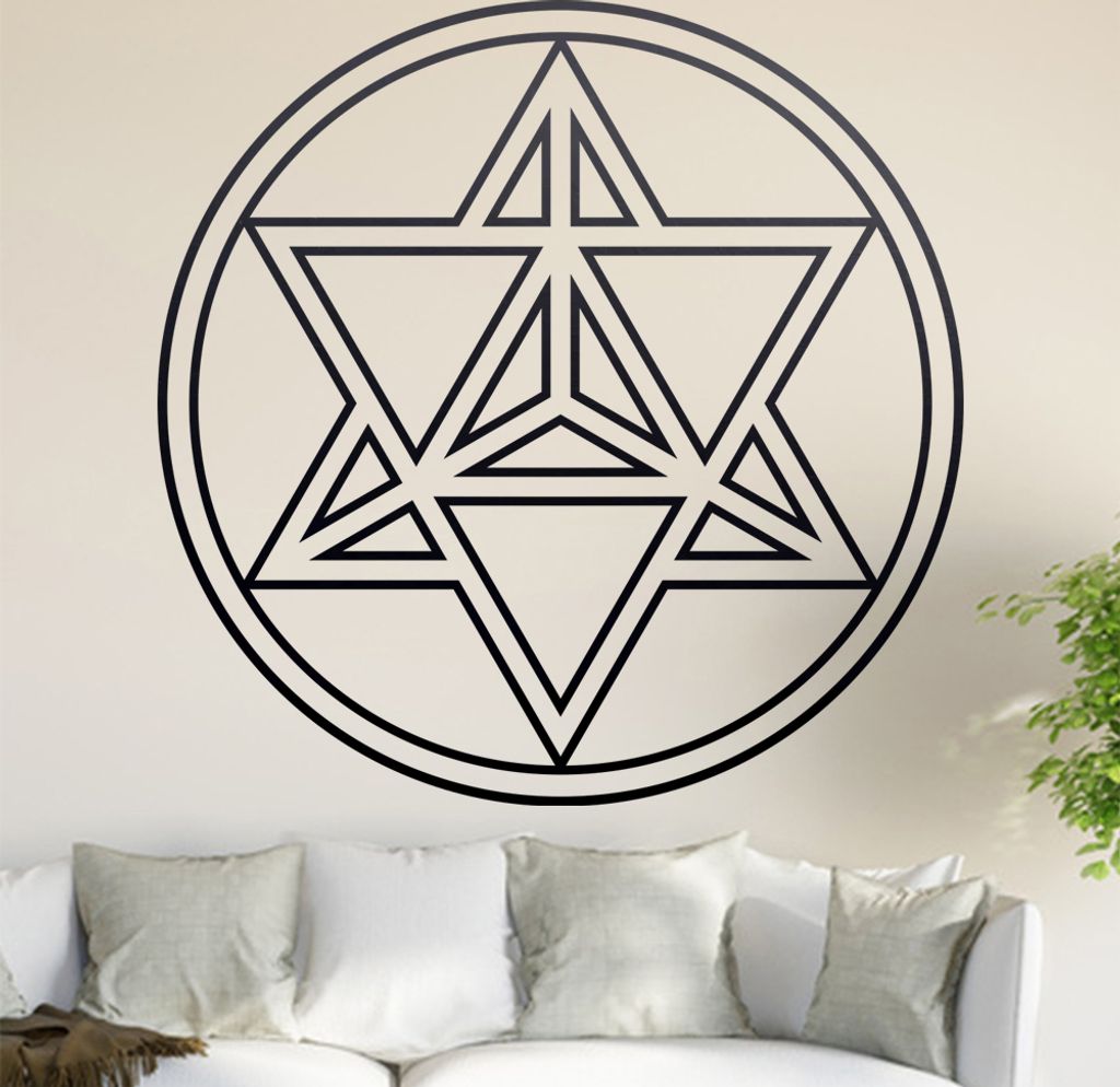 Merkaba Wandtattoo in 6 Größen - Wandaufkleber Wall Sticker - Dekoration, Küche, Wohnzimmer, Schlafzimmer, Badezimmer