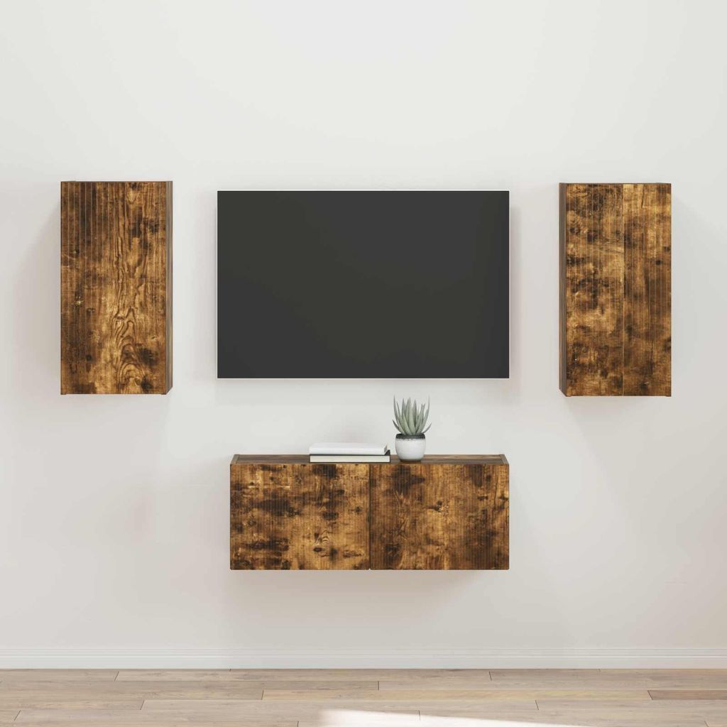 Maison Exclusive - TV-Schrankset 2 pcs Geräucherte Eiche Holzwerkstoff
