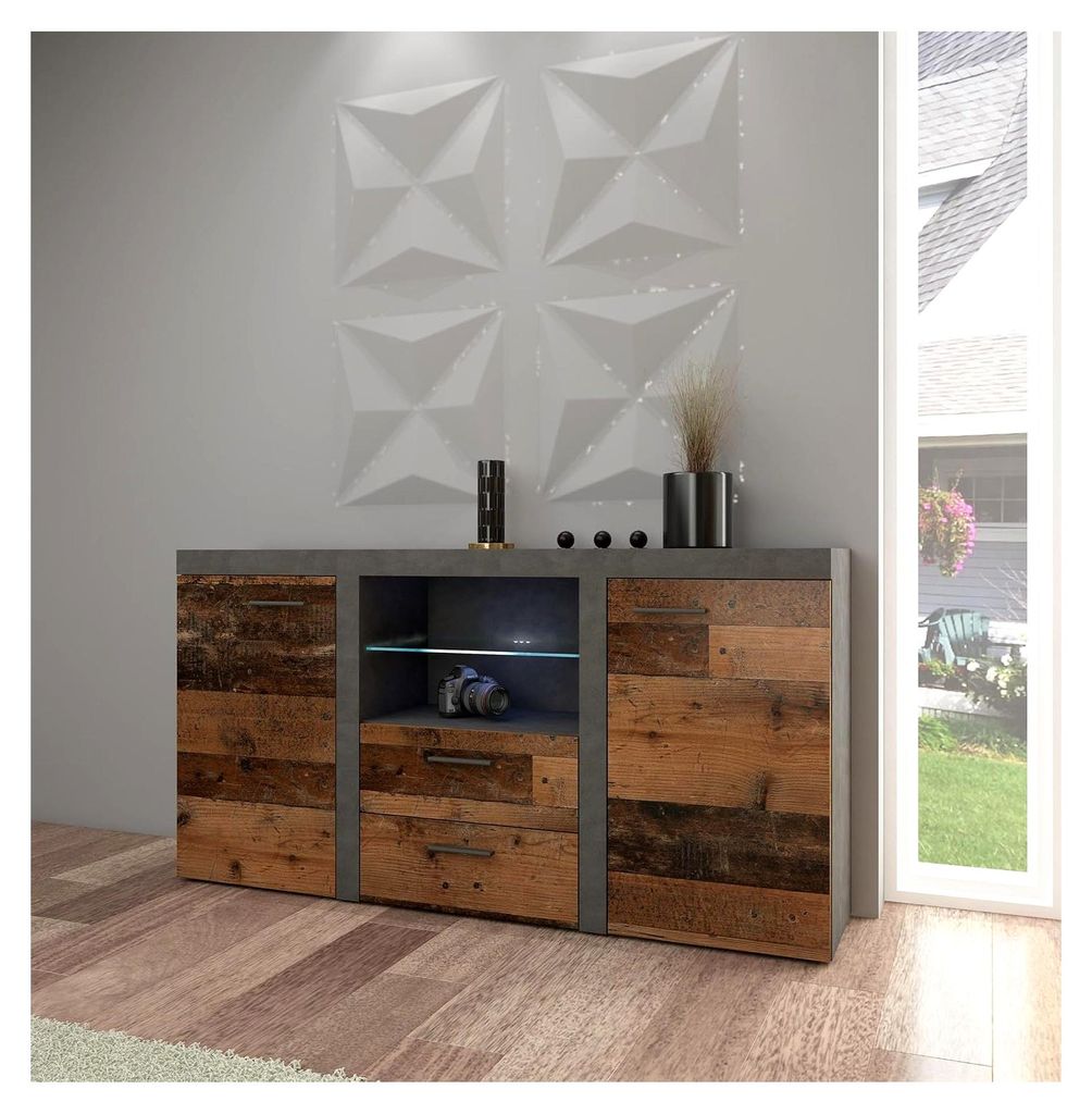 Rumba Kommode Sideboard Wohnwand Wohnzimmer Anbauwand Old Wood + Matera