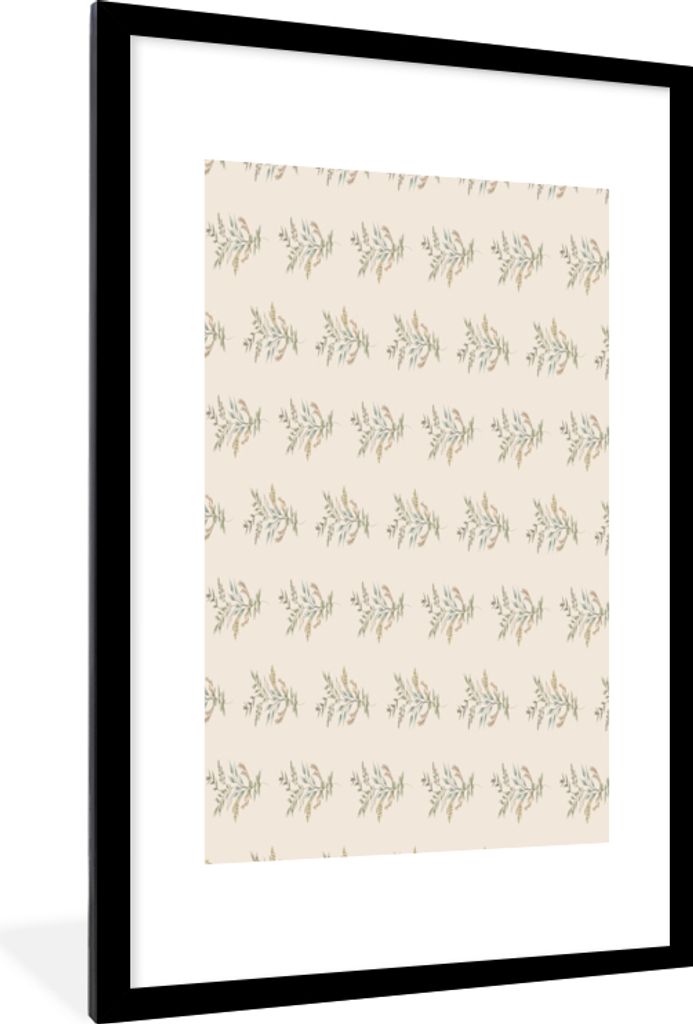 MuchoWow MuchoWow Gerahmtes Poster Vintage - Muster - Pastell 60x90 cm - Poster mit zchwarzem Bilderrahmen - Dekoration - Wandposter Wohnzimmer...