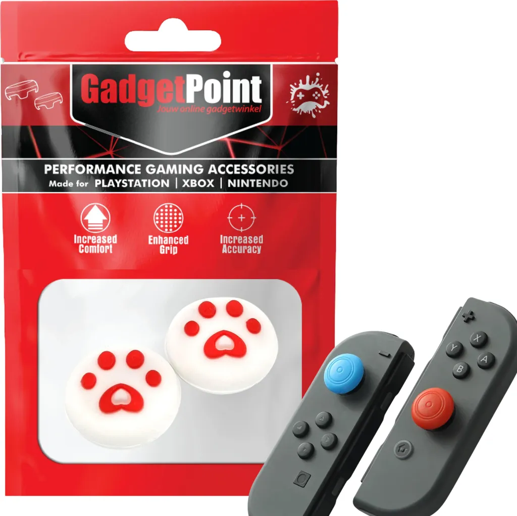 Set Impugnature Pollici Joy-Con - Ricambi Antiscivolo Bianco Rosa Switch - 1