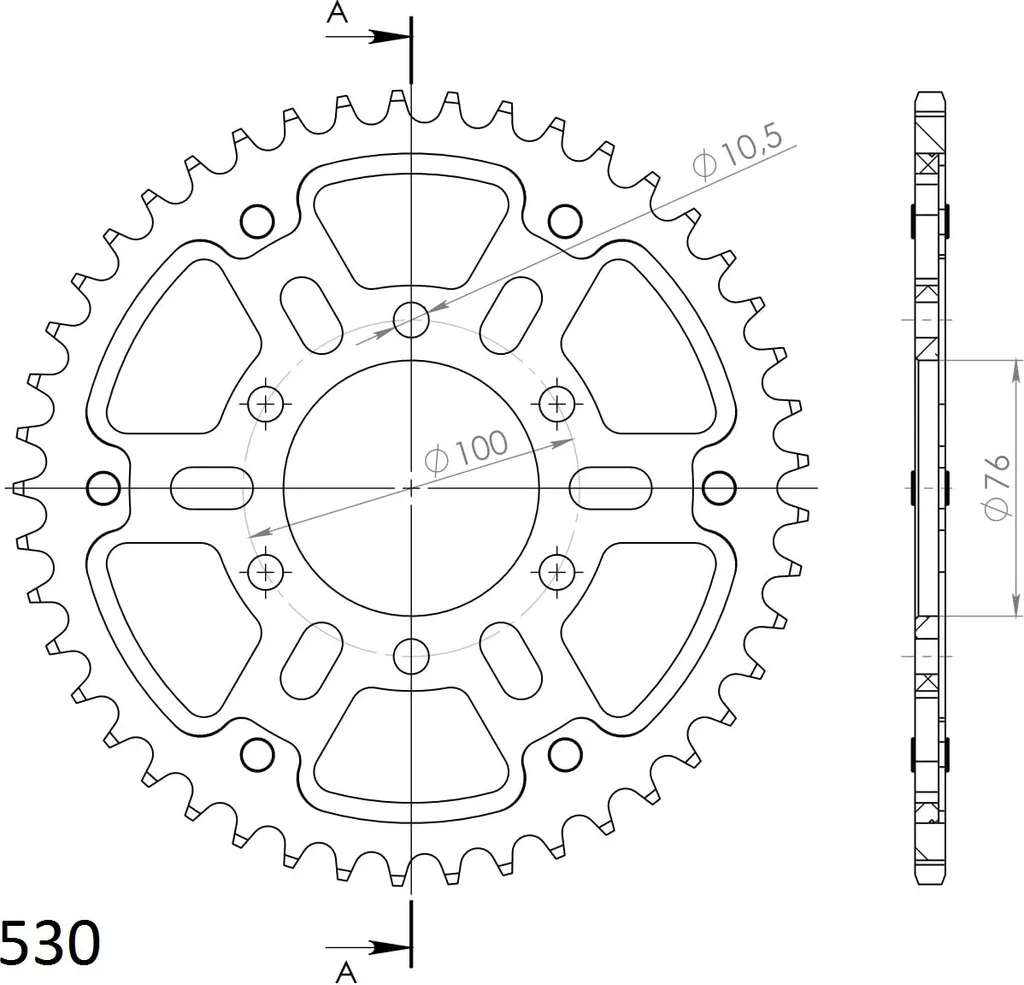 Couronne Durable Supersprox Stealth 530 - 50Z Or RST-816:50 Anti-Usure Moto