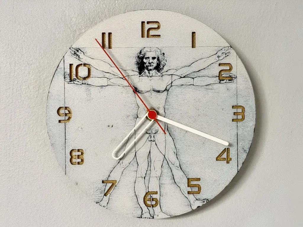 Pendule murale décorative Homo Vitruvianus Ø 245mm style Renaissance chic