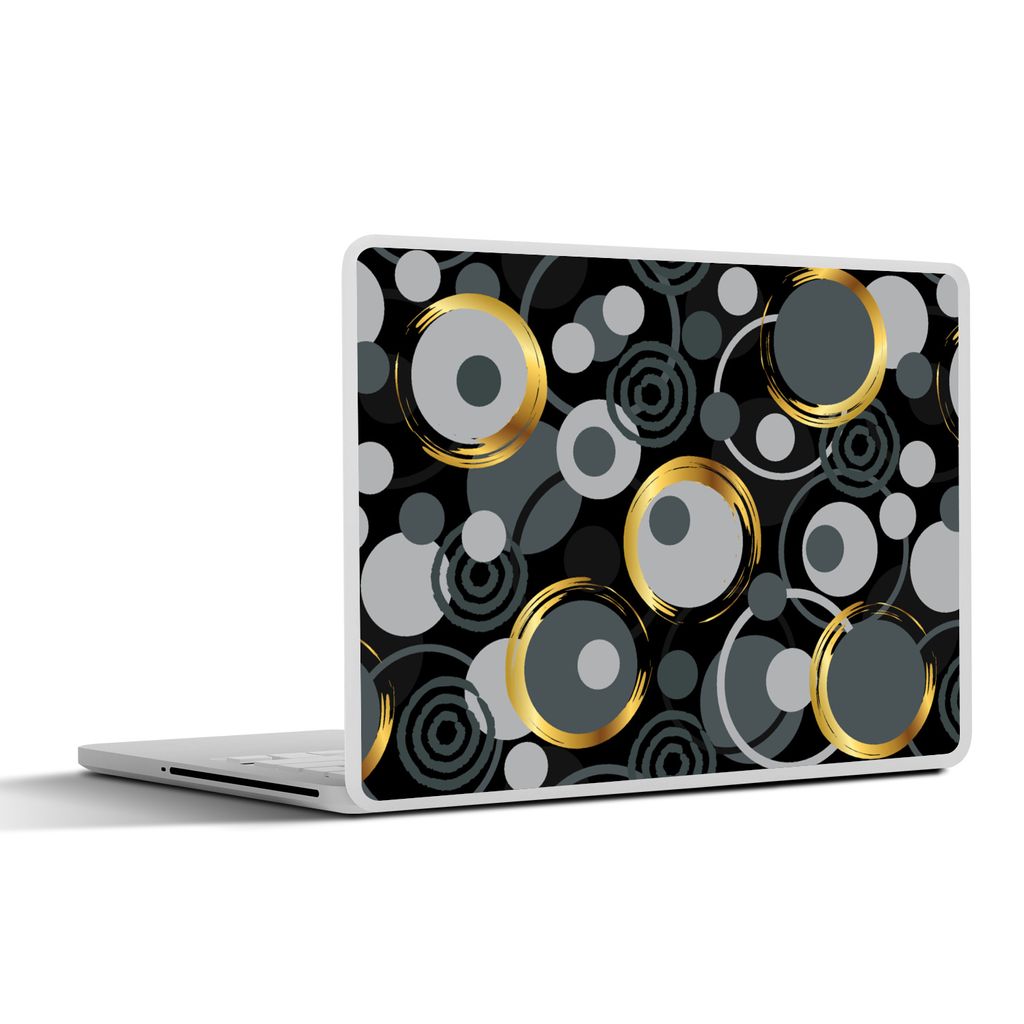 MuchoWow Laptop Aufkleber Sticker Cover Gold - Kreis - Muster 30x22 cm - Laptop-Sticker